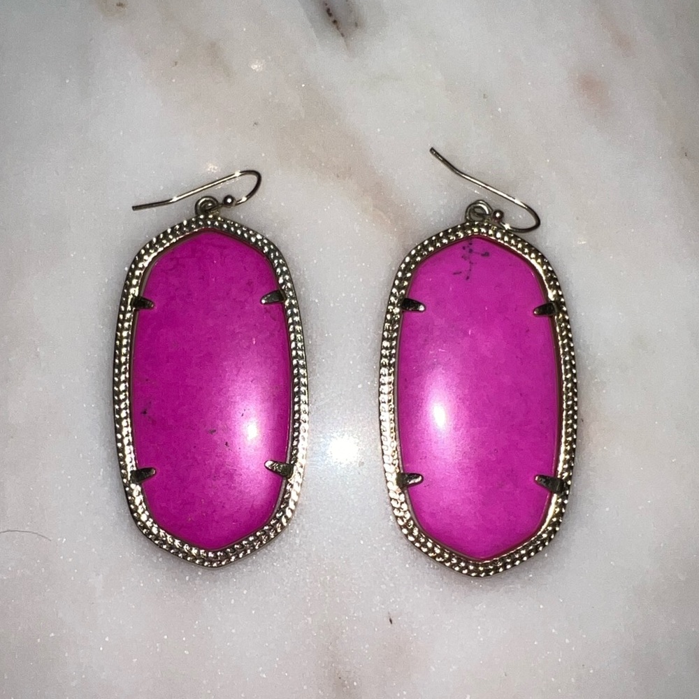 Kendra Scott pink and gold dangle earrings